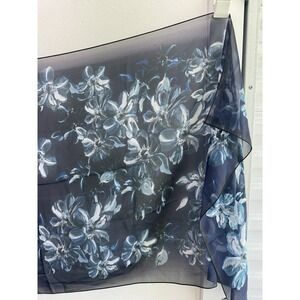 st. John Silk Scarf Wrap Blue White Floral